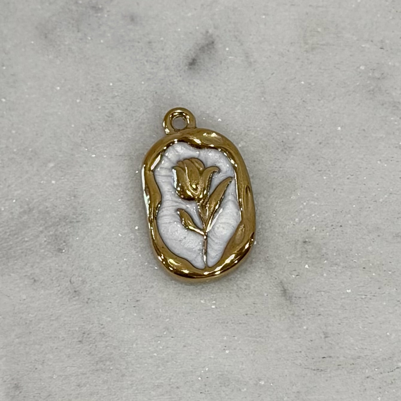 Vintage Gold Enamel Rose Charms