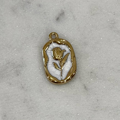 Vintage Gold Enamel Rose Charms