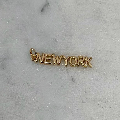 New York State Script Gold Charm