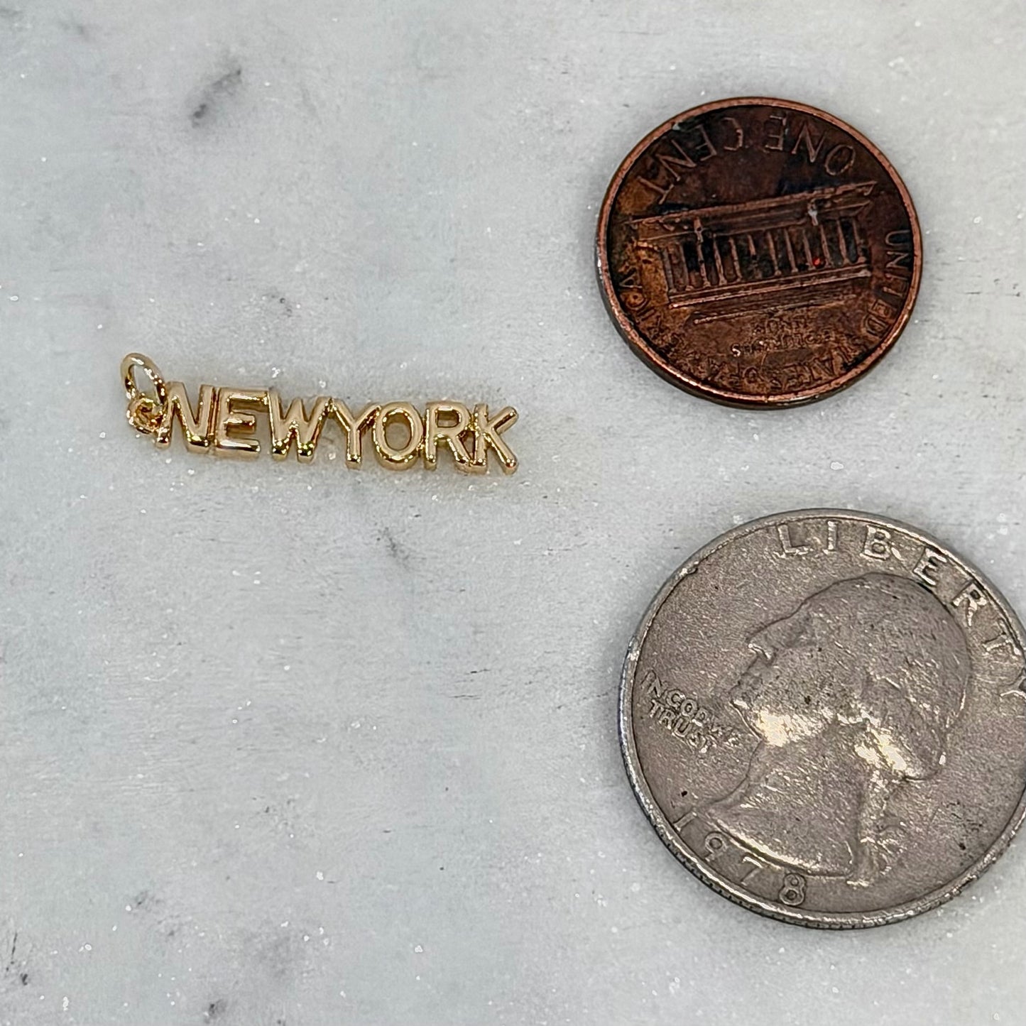 New York State Script Gold Charm