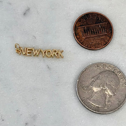 New York State Script Gold Charm