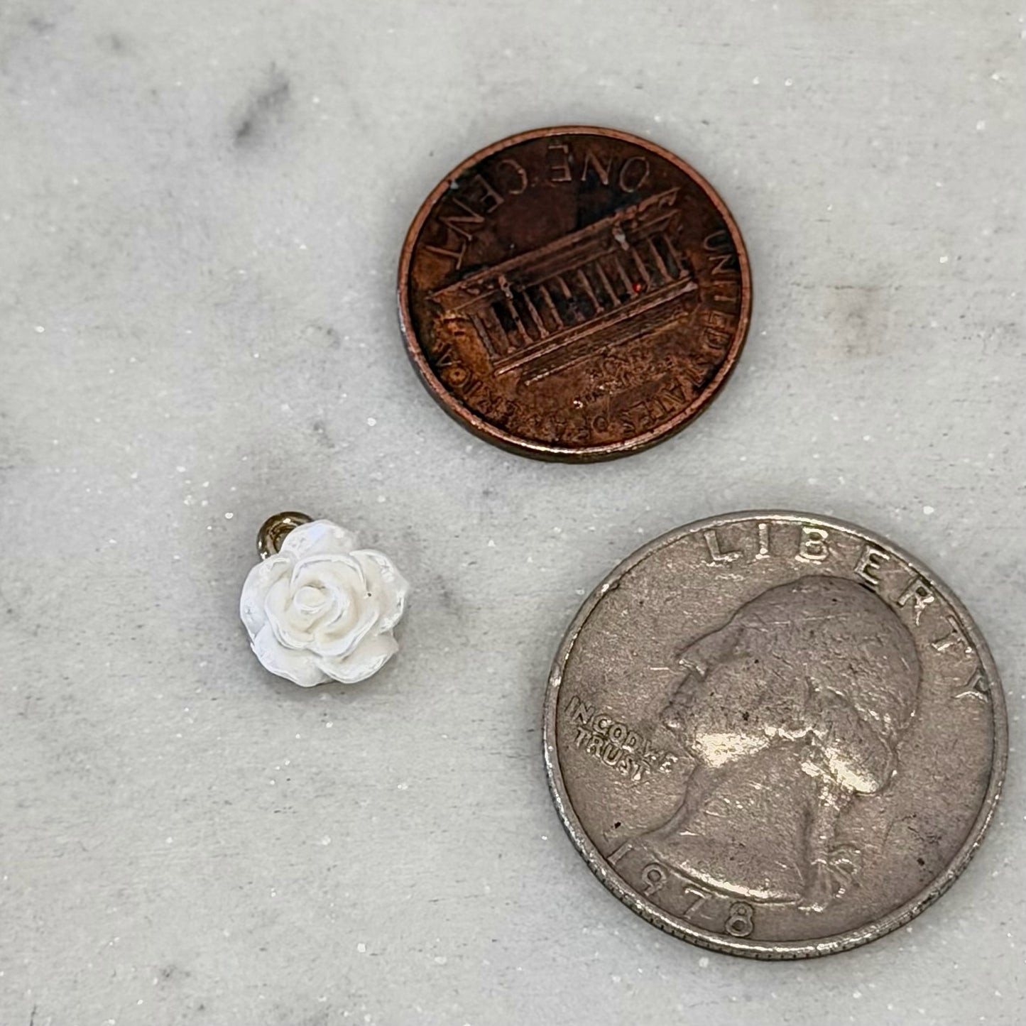 White Rose 3D Flower Charm