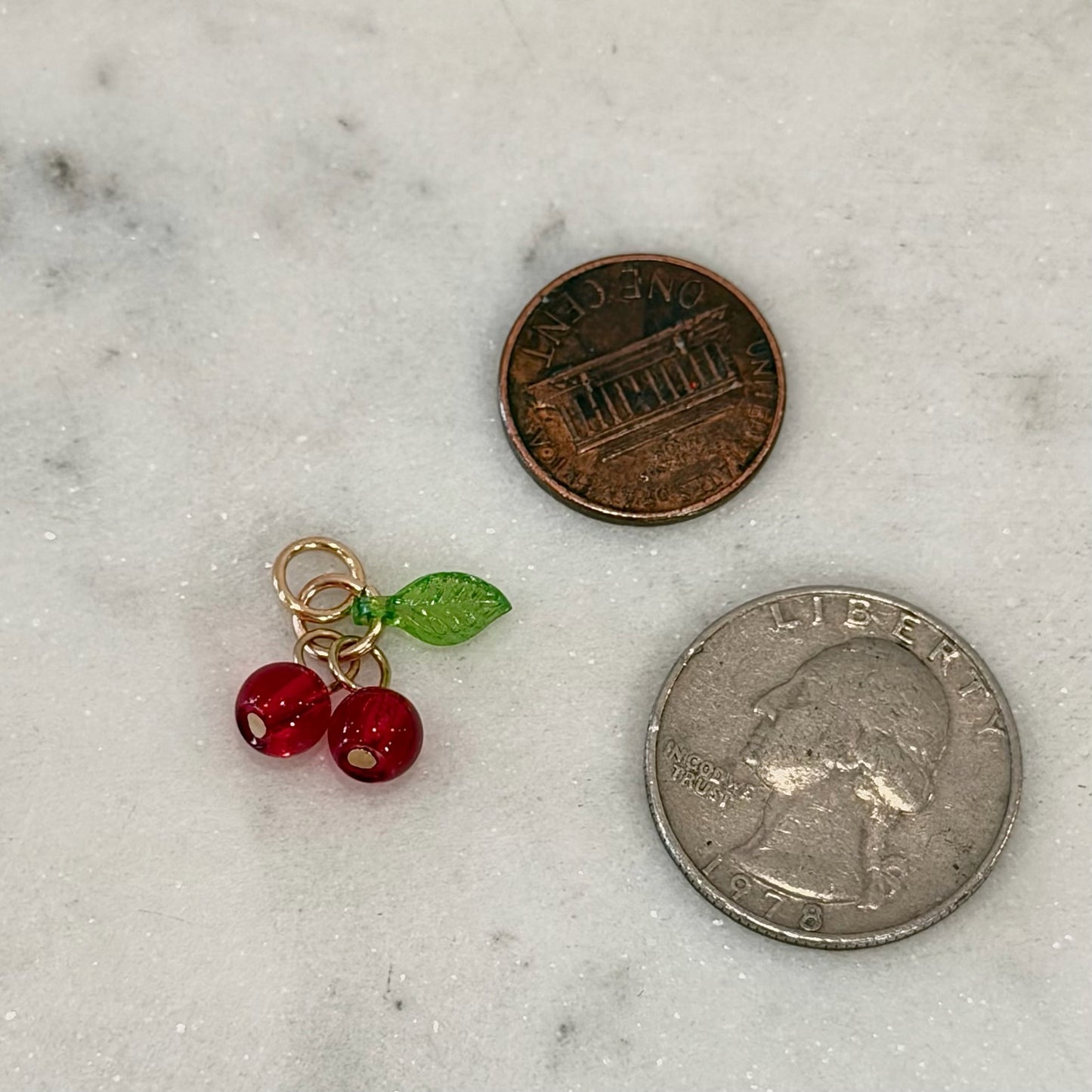 Red 3D Large Cherry Charm