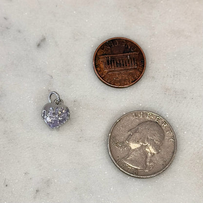 Dripping Rhinestone Heart Silver Charm