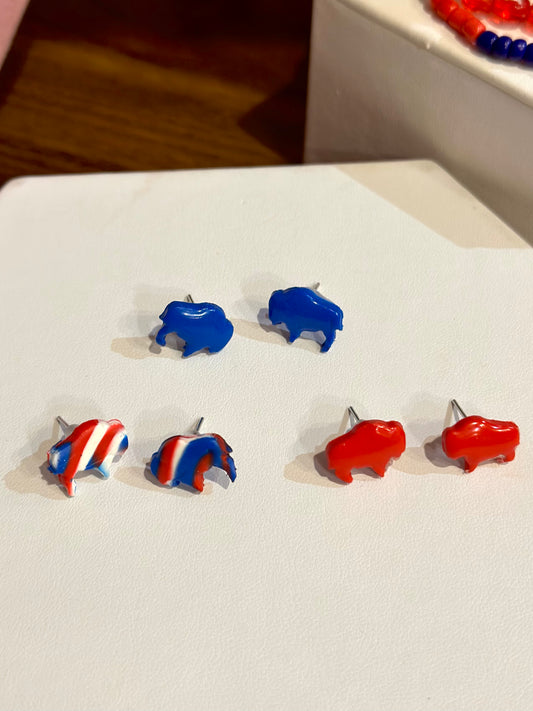 Stud Buffalo Football Polymer Clay Earrings (3 colors)