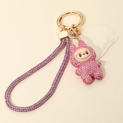 Bling Studded Monster Bunny Figure Phone Strap Keychain Bag Charm