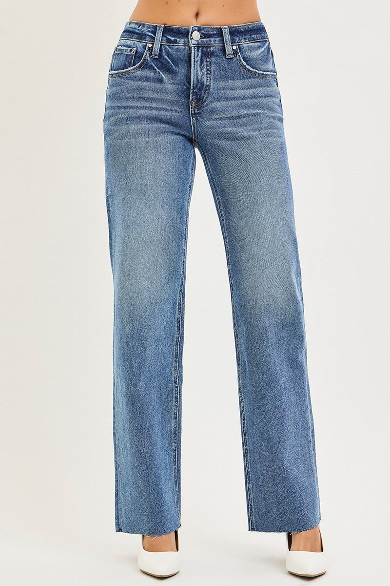 Tummy Control Mid Rise Straight Jeans