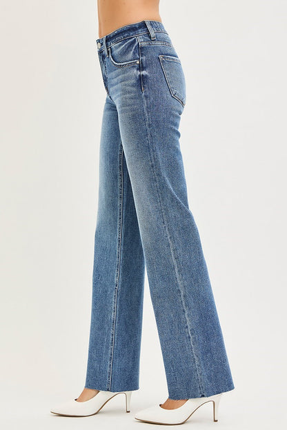 Tummy Control Mid Rise Straight Jeans