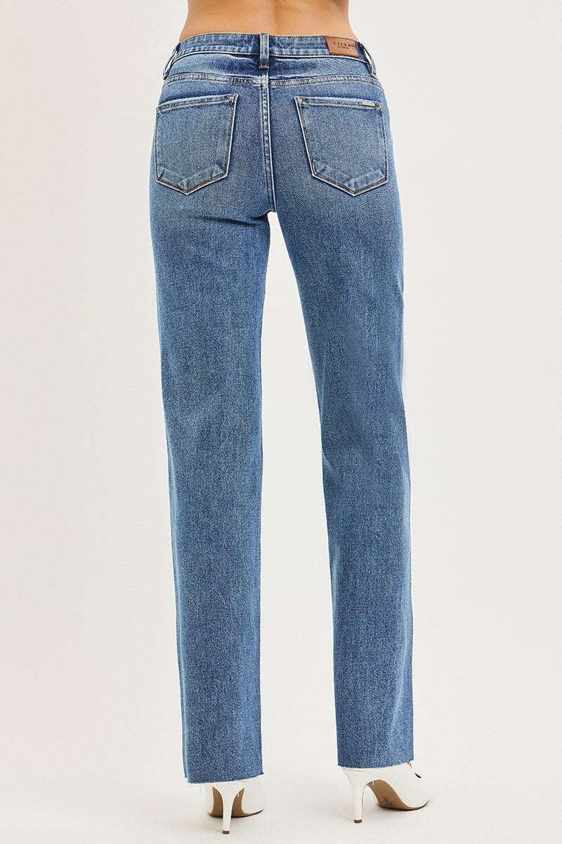 Tummy Control Mid Rise Straight Jeans