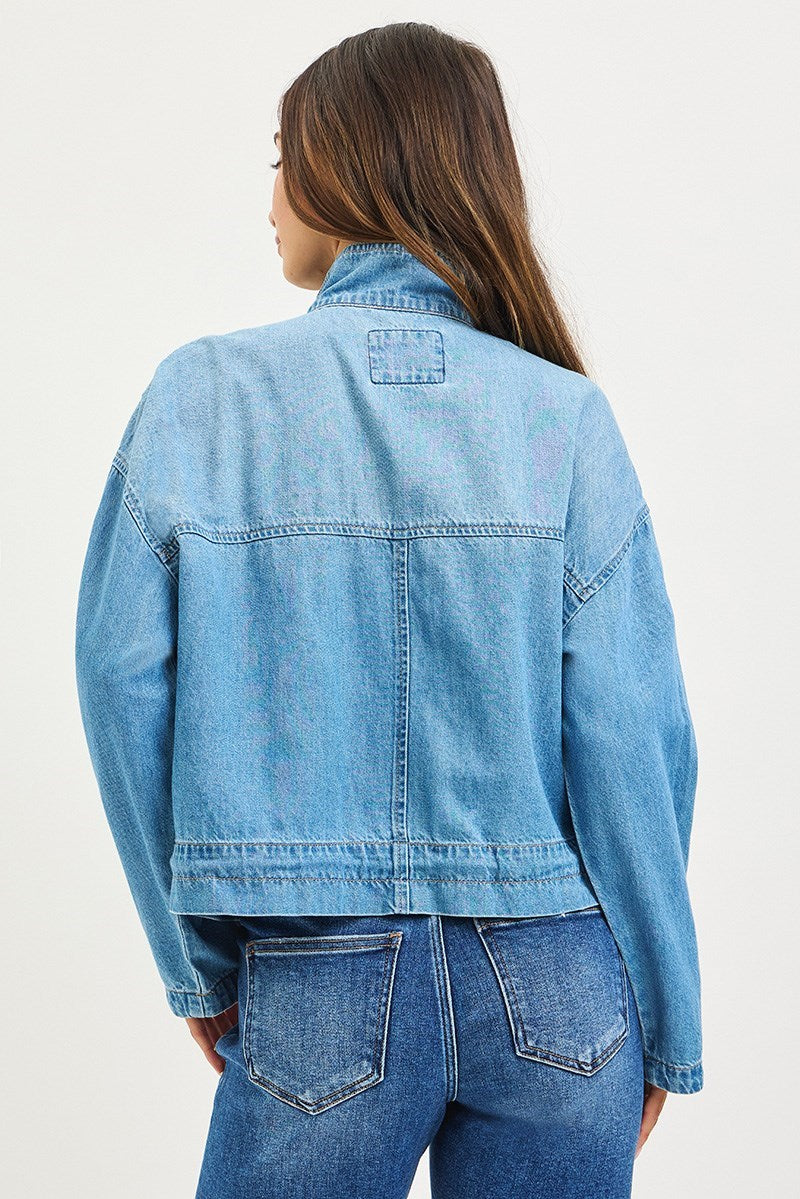 Oversized Cargo Denim Jacket