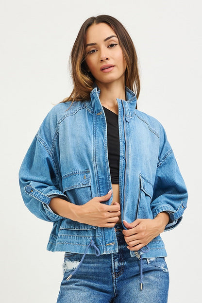 Oversized Cargo Denim Jacket