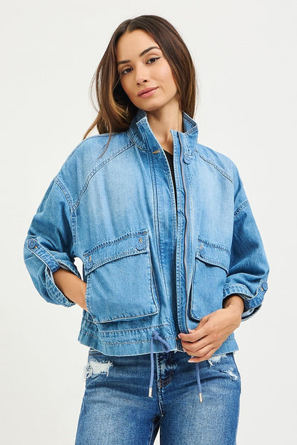 Oversized Cargo Denim Jacket