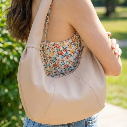 Ivory Crescent Faux Leather Shoulder Bag
