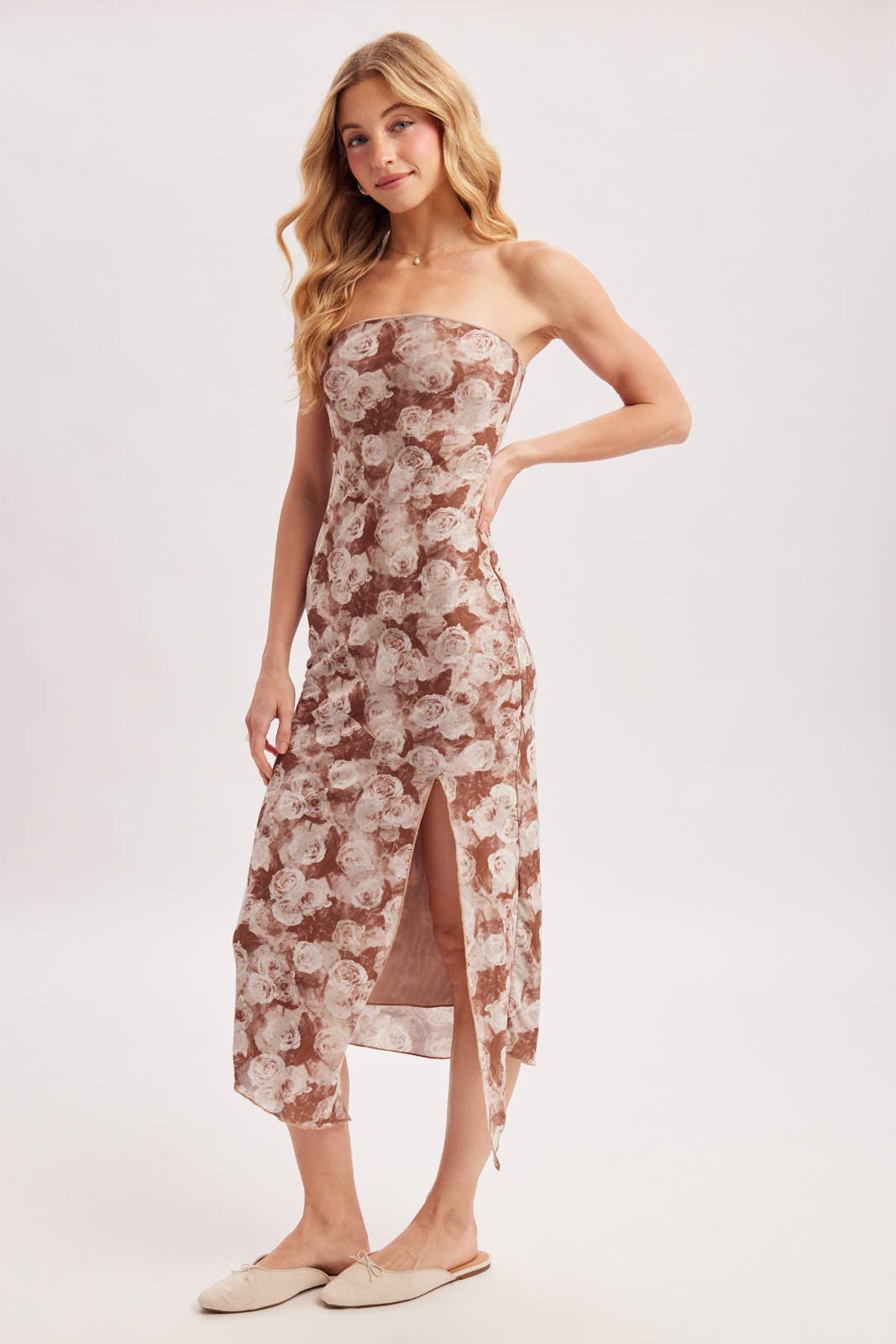 Floral Mesh Midi Dress