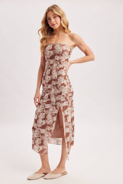 Floral Mesh Midi Dress