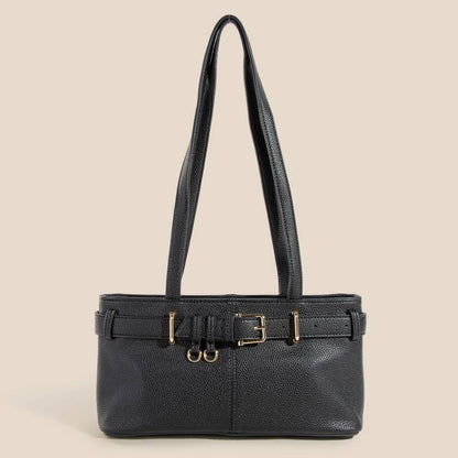 Belt Strap Textured Leather Hand Bag