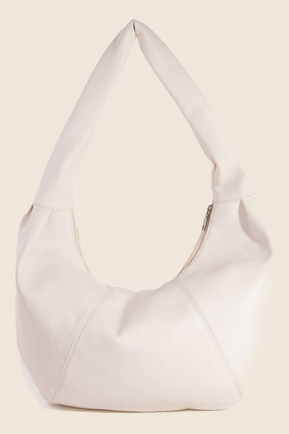 Ivory Crescent Faux Leather Shoulder Bag