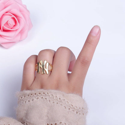 Gold NY Yankees Baseball Statement Ring