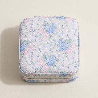 Flower Bow Pattern Portable Square Jewelry Box
