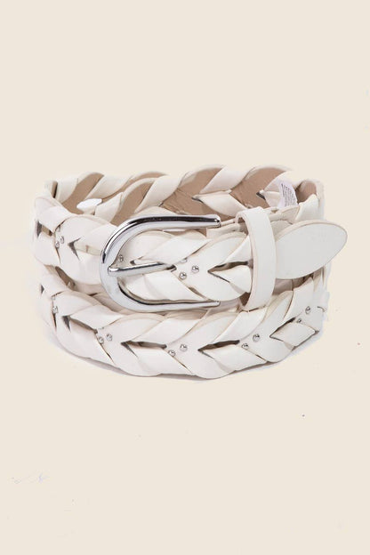 Braided Vegan Leather Belt | Ivory or Black