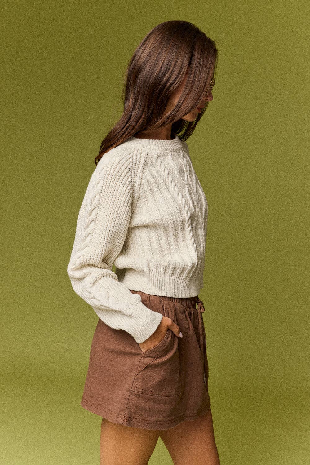 Eva Cable Knit Raglan Sweater