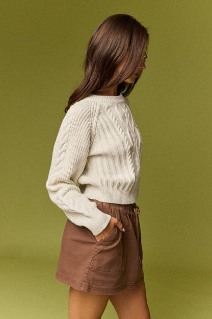 Eva Cable Knit Raglan Sweater