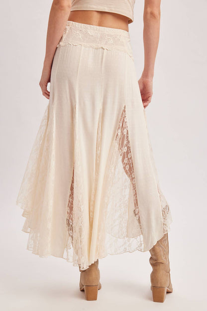 Boho Ivory Lace Maxi Skirt
