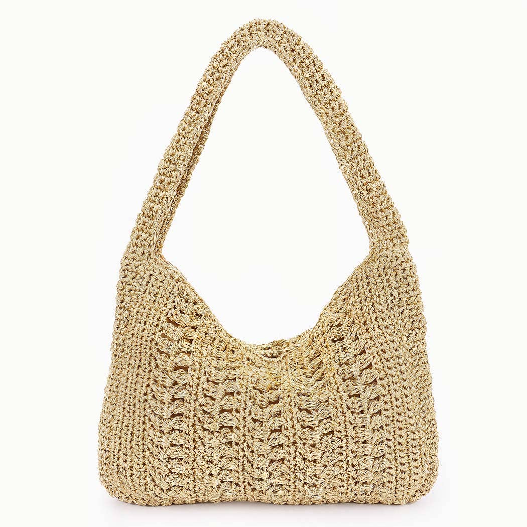 Braided Metallic Hobo Bag - Gold or Silver