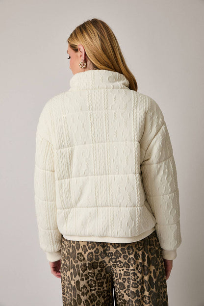 Cream Quilted Knit Jacket