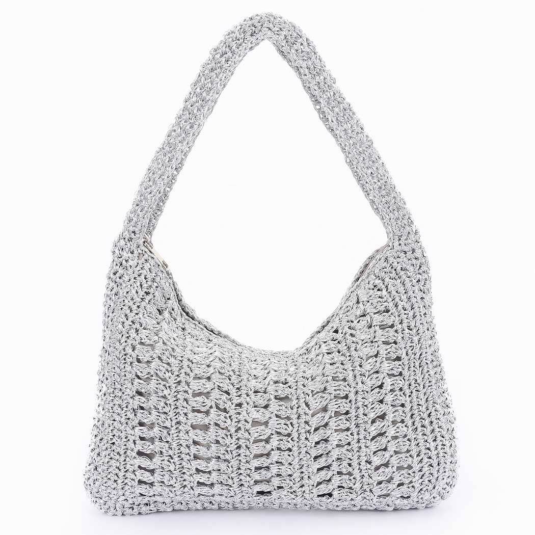 Braided Metallic Hobo Bag - Gold or Silver