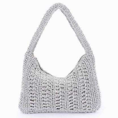 Braided Metallic Hobo Bag - Gold or Silver