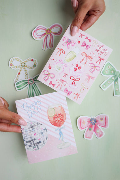 "Cheers to you" Coquette Greeting Card
