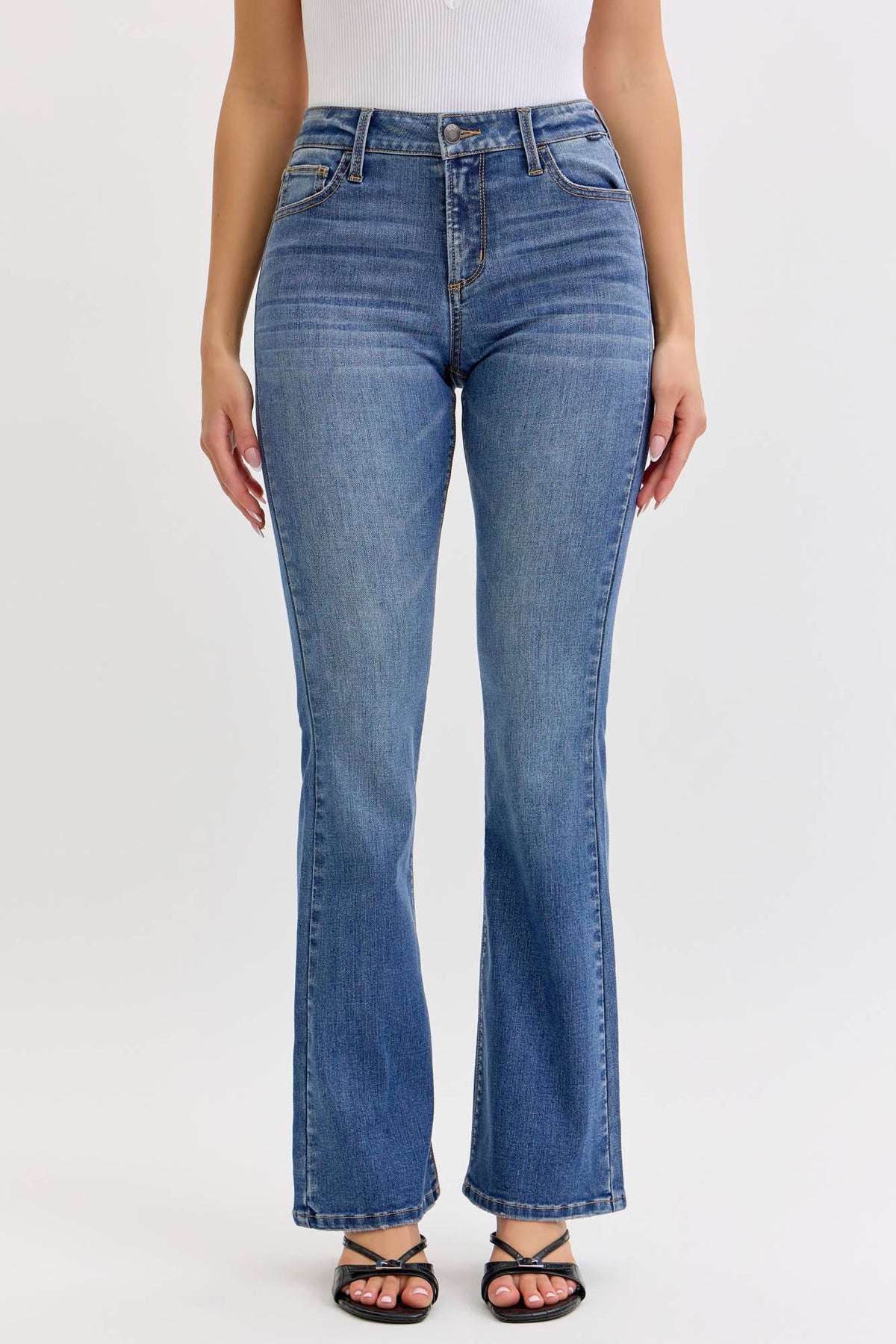 Mid Rise Boot Cut Jeans