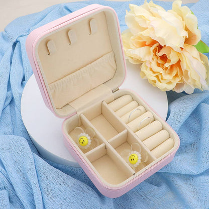 Pink Portable Square Jewelry Box