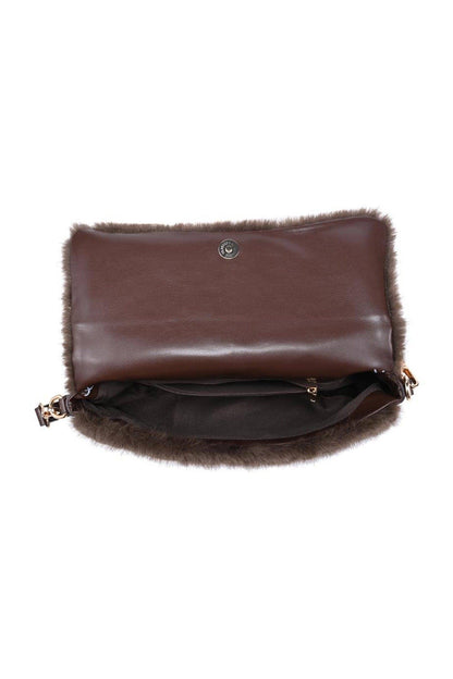 Faux Fur Chocolate Brown Shoulder Bag