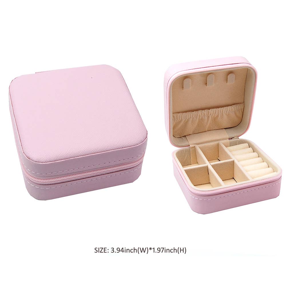 Pink Portable Square Jewelry Box
