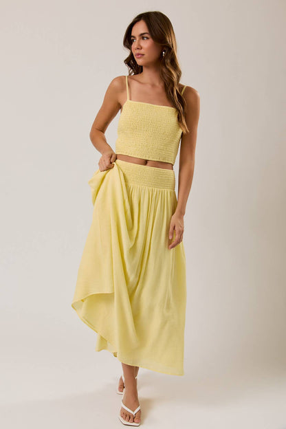 Butter Yellow Smocked Crop Top