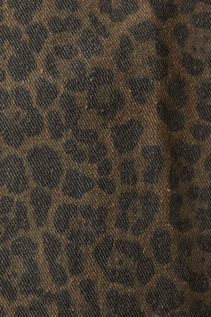 Animal Print Mid Rise Denim Wrap Skort