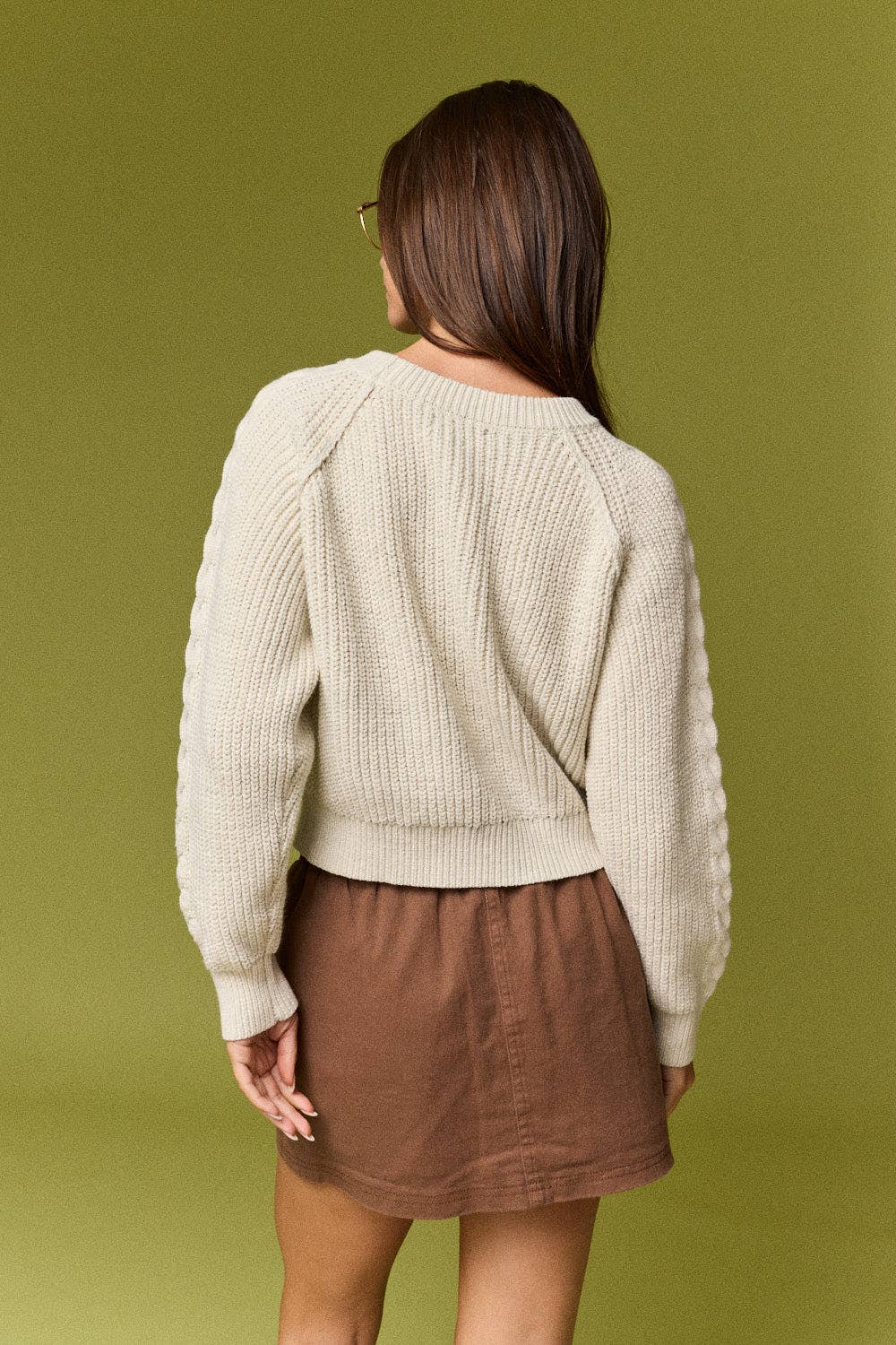 Eva Cable Knit Raglan Sweater