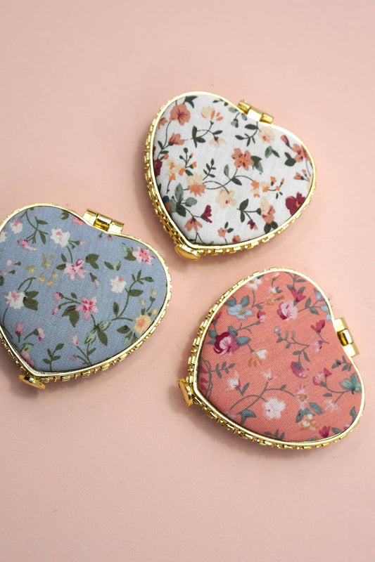 TRAVEL POCKET COMPACT HANDHELD FLORAL MIRROR | 40M103