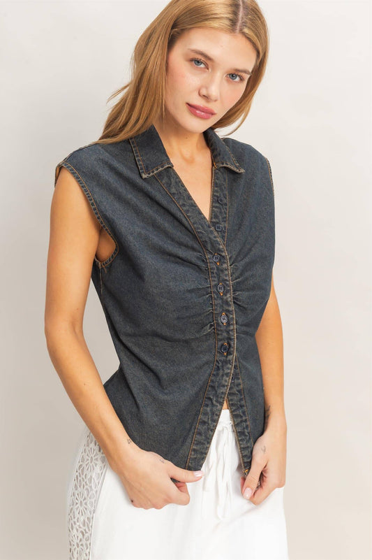 Black Denim Vest Top