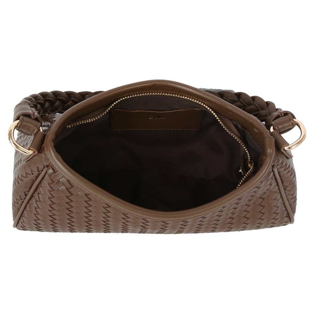 Braided Handle Woven Shoulder Bag