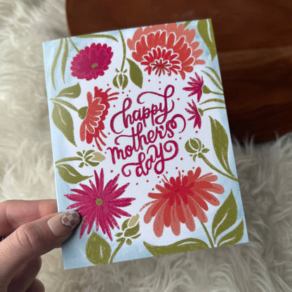 Happy Mother's Day Florals Blue Card