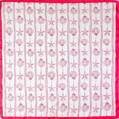 Nautical Shell & Starfish Print Silk-Feel Scarf