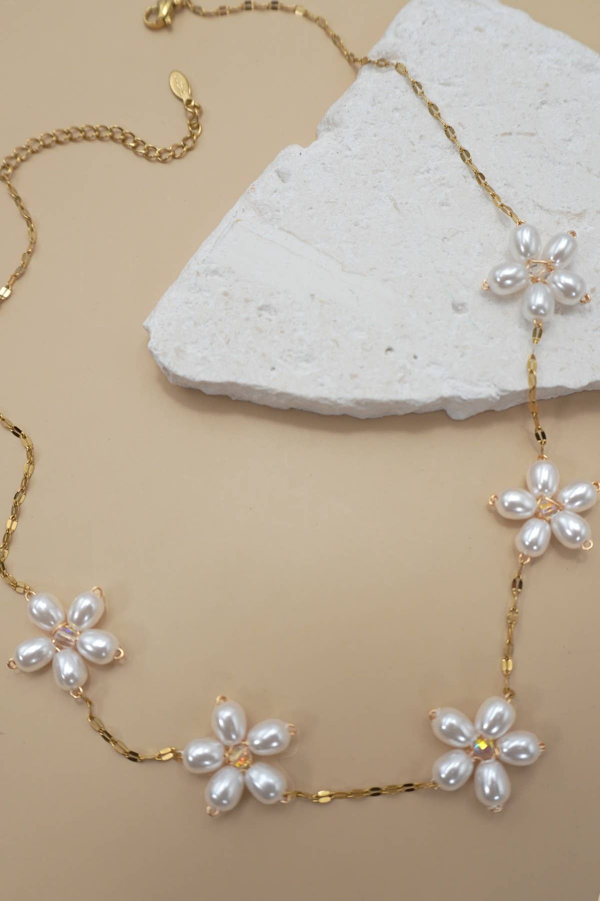 Pearl Flower Station Necklace