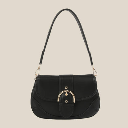 Leather Fashion Buckle Flap Shoulder Bag - THREE COLORS
