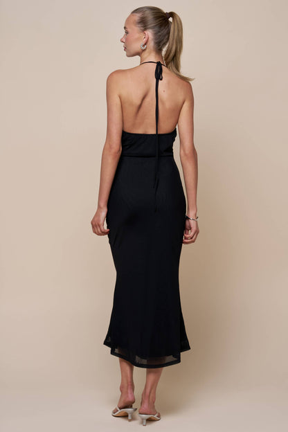 Embellished Halter Maxi Hunter Green Dress