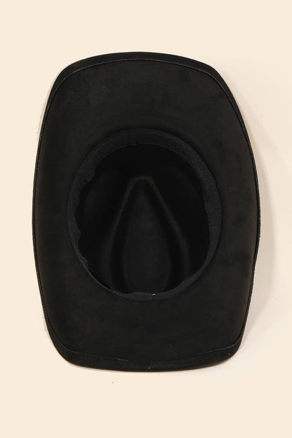 Black Rhinestone Studded Strap Western Cowboy Hat