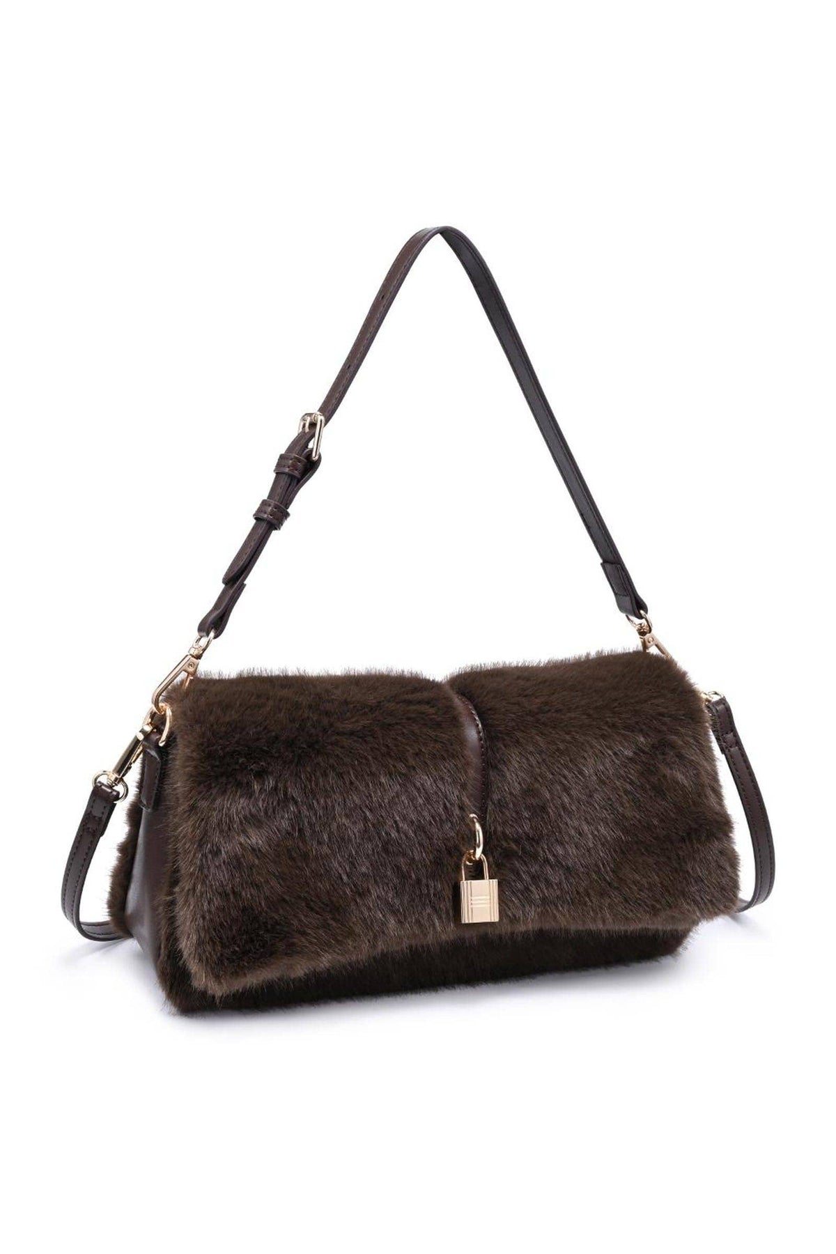 Faux Fur Chocolate Brown Shoulder Bag