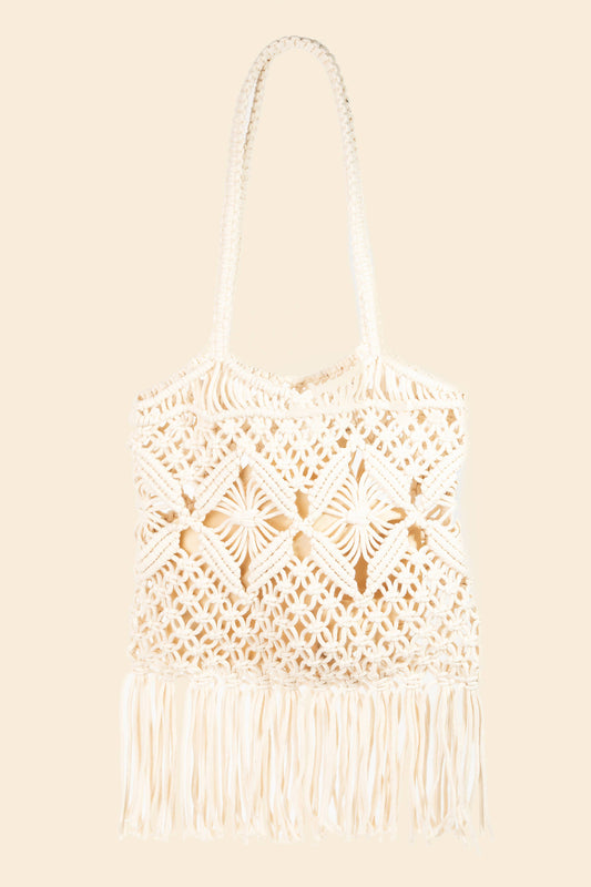 Intricate Woven Pattern Ivory Tote Bag